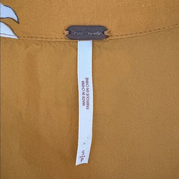 Free People Mustard Floral Mini Dress maanfacturer flaw - Picture 7 of 16